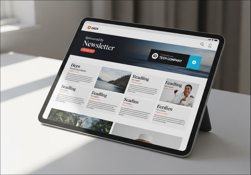 Newsletter sponsorship example on tablet